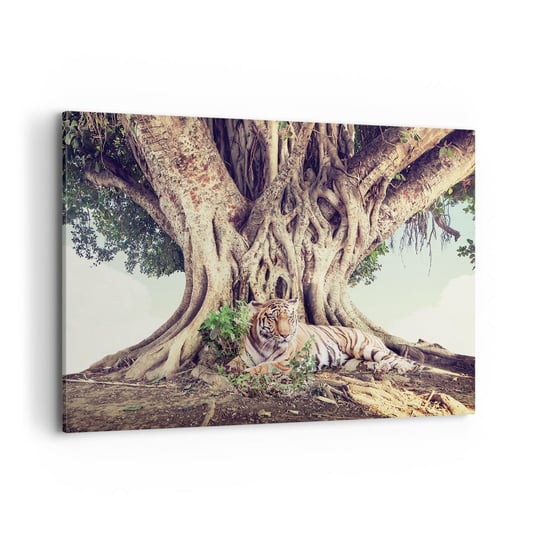 Obraz na płótnie - Widok z Księgi Rodzaju - 100x70 cm - Obraz nowoczesny - Tygrys Bengalski, Indie, Krajobraz, Natura, Drzewo - AA100x70-5124 ARTTOR