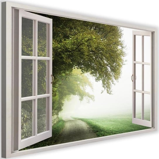 Obraz na płótnie, Widok z okna, drzewo, mgła, natura - 120x80 Inna marka