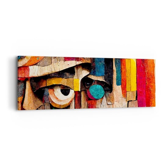 Obraz na płótnie - Widzę cię… - 90x30cm - Abstrakcja Drewno Rzeźba - Nowoczesny Canvas obraz do salonu do sypialni ARTTOR ARTTOR
