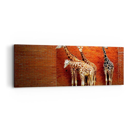Obraz na płótnie - Widzicie jakąś akację? - 90x30cm - Zwierzęta Żyrafa Abstrakcja - Nowoczesny Canvas obraz do salonu do sypialni ARTTOR ARTTOR