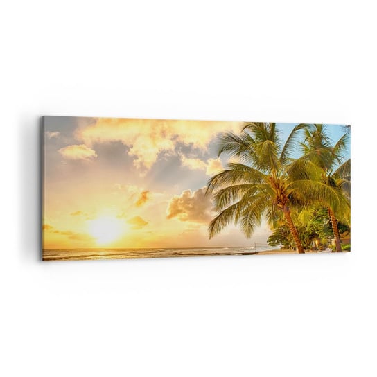 Obraz na płótnie - Wieczne lato, zawsze wakacje - 120x50cm - Krajobraz Plaża Palma Kokosowa - Nowoczesny obraz na ścianę do salonu do sypialni ARTTOR ARTTOR