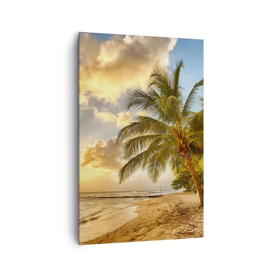 Obraz na płótnie - Wieczne lato, zawsze wakacje - 80x120cm - Krajobraz Plaża Palma Kokosowa - Nowoczesny obraz na ścianę do salonu do sypialni ARTTOR ARTTOR