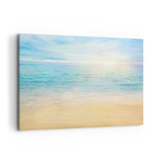 Obraz na płótnie - Wielki błękit - 100x70cm - Morze Widok Plaża - Nowoczesny foto obraz w ramie do salonu do sypialni ARTTOR ARTTOR