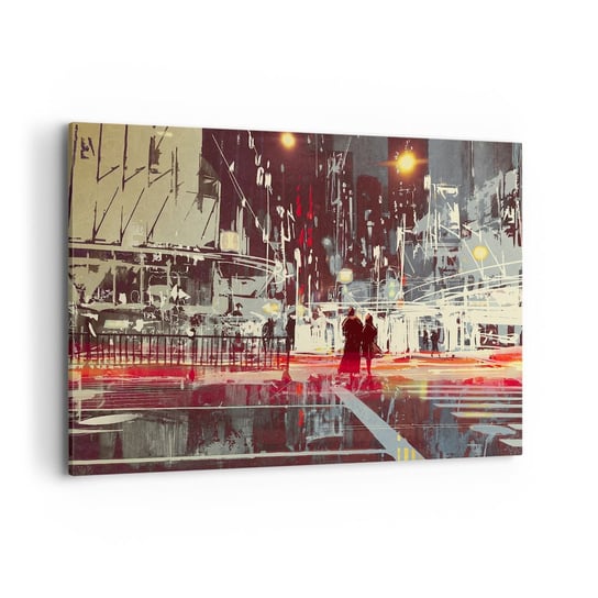 Obraz na płótnie - Wielkomiejska przeprawa - 120x80cm - Miasto Architektura Nocne Życie - Nowoczesny obraz na ścianę do salonu do sypialni ARTTOR ARTTOR