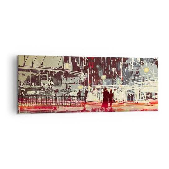 Obraz na płótnie - Wielkomiejska przeprawa - 140x50cm - Miasto Architektura Nocne Życie - Nowoczesny Canvas obraz do salonu do sypialni ARTTOR ARTTOR