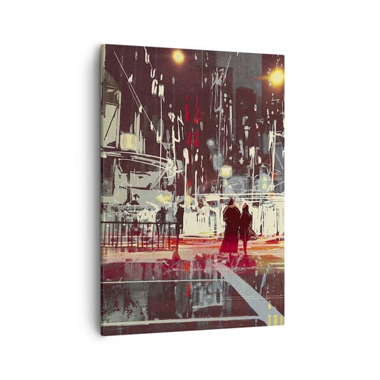 Obraz na płótnie - Wielkomiejska przeprawa - 50x70cm - Miasto Architektura Nocne Życie - Nowoczesny Canvas obraz do salonu do sypialni ARTTOR ARTTOR
