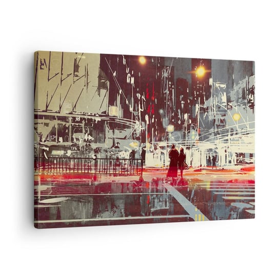Obraz na płótnie - Wielkomiejska przeprawa - 70x50cm - Miasto Architektura Nocne Życie - Nowoczesny Canvas obraz do salonu do sypialni ARTTOR ARTTOR