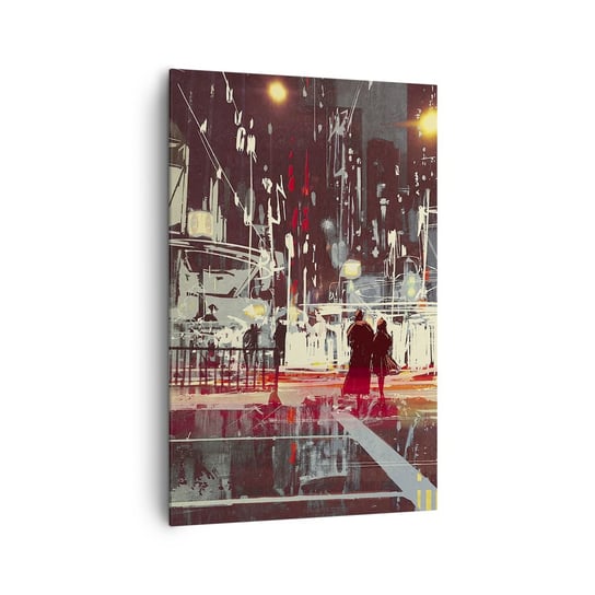 Obraz na płótnie - Wielkomiejska przeprawa - 80x120cm - Miasto Architektura Nocne Życie - Nowoczesny obraz na ścianę do salonu do sypialni ARTTOR ARTTOR