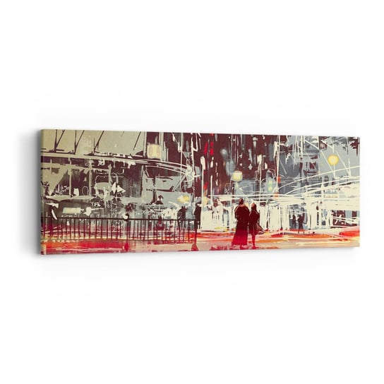 Obraz na płótnie - Wielkomiejska przeprawa - 90x30cm - Miasto Architektura Nocne Życie - Nowoczesny Canvas obraz do salonu do sypialni ARTTOR ARTTOR