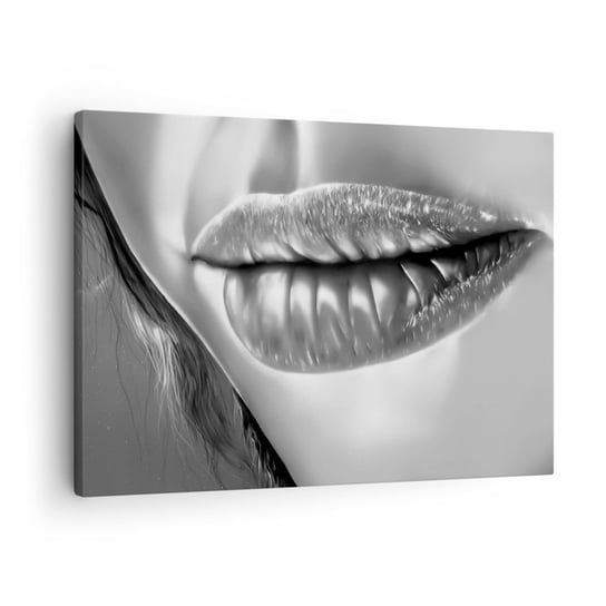 Obraz na płótnie - Wiem, o czym myślisz… - 70x50cm - Kobieta Usta Twarz - Nowoczesny Canvas obraz do salonu do sypialni ARTTOR ARTTOR
