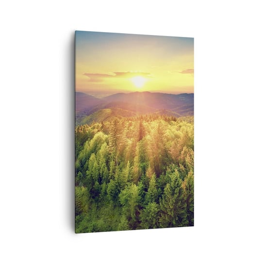 Obraz na płótnie - Wierzchołki i szczyty - 80x120cm - Krajobraz Las Góry - Nowoczesny obraz na ścianę do salonu do sypialni ARTTOR ARTTOR