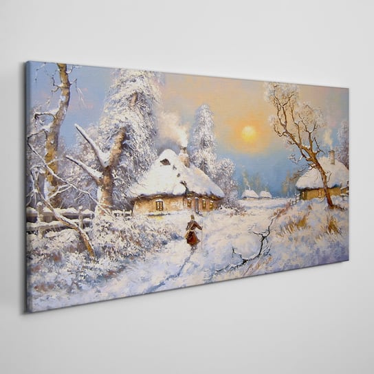 Obraz Na Płótnie Wieś chaty zima śnieg 100x50 cm Coloray
