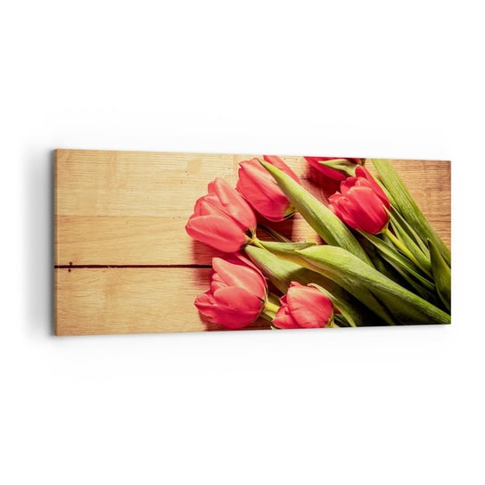 Obraz na płótnie - Wiosenne wyznanie - 120x50 cm - Obraz nowoczesny - Kwiaty, Tulipany, Bukiet Kwiatów, Kwiaciarnia, Prezent - AB120x50-2867 ARTTOR