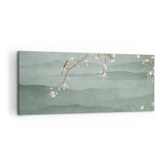 Obraz na płótnie - Wiosna, ach, to ty - 120x50cm - Pastelowy Ptaki Kwiaty - Nowoczesny obraz na ścianę do salonu do sypialni ARTTOR ARTTOR