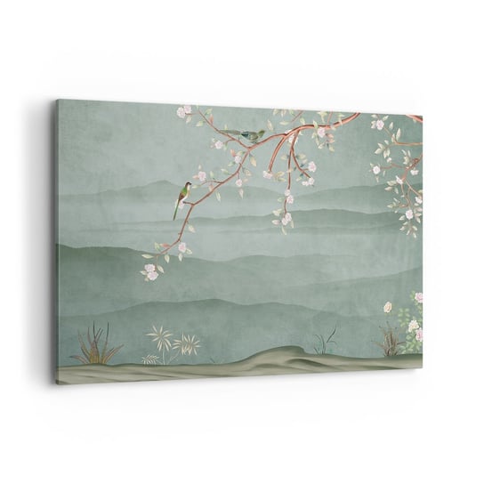 Obraz na płótnie - Wiosna, ach, to ty - 120x80cm - Pastelowy Ptaki Kwiaty - Nowoczesny obraz na ścianę do salonu do sypialni ARTTOR ARTTOR