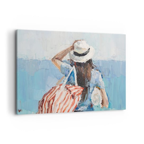 Obraz na płótnie - Witaj na wakacjach - 120x80cm - Plaża Kobieta Marynistyczny - Nowoczesny obraz na ścianę do salonu do sypialni ARTTOR ARTTOR