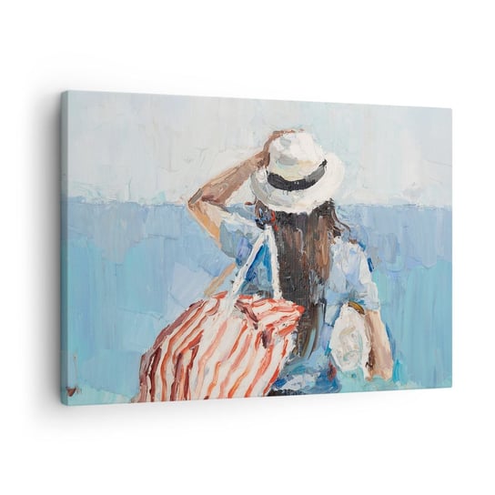 Obraz na płótnie - Witaj na wakacjach - 70x50cm - Plaża Kobieta Marynistyczny - Nowoczesny Canvas obraz do salonu do sypialni ARTTOR ARTTOR