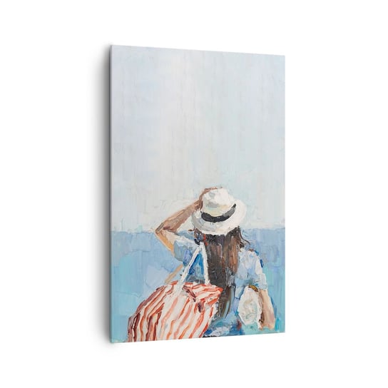 Obraz na płótnie - Witaj na wakacjach - 80x120cm - Plaża Kobieta Marynistyczny - Nowoczesny obraz na ścianę do salonu do sypialni ARTTOR ARTTOR