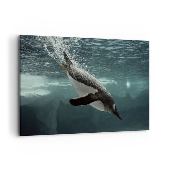 Obraz na płótnie - Witaj w moim świecie - 120x80cm - Pingwin Zwierzęta Natura - Nowoczesny obraz na ścianę do salonu do sypialni ARTTOR ARTTOR