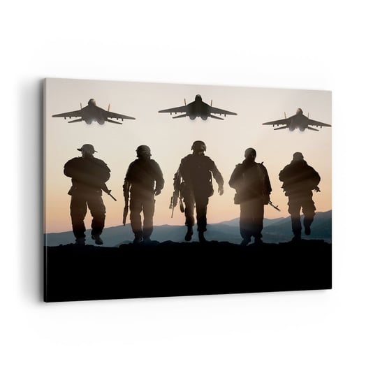 Obraz na płótnie - Witaj w naszym świecie - 100x70cm - Militaria Wojsko Żołnierze - Nowoczesny foto obraz w ramie do salonu do sypialni ARTTOR ARTTOR