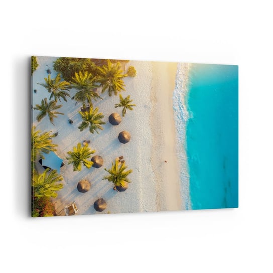 Obraz na płótnie - Witaj w raju - 100x70cm - Plaża Palmy Egzotyka - Nowoczesny foto obraz w ramie do salonu do sypialni ARTTOR ARTTOR