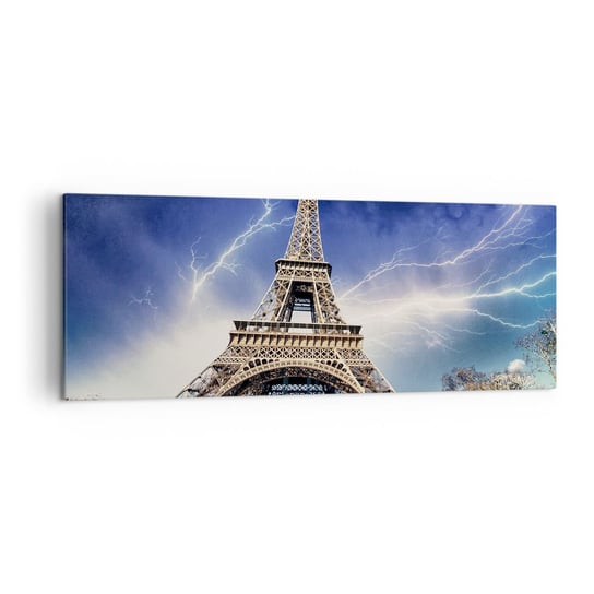 Obraz na płótnie - Władczyni burz - 140x50cm - Miasto Paryż Wieża Eiffla - Nowoczesny Canvas obraz do salonu do sypialni ARTTOR ARTTOR