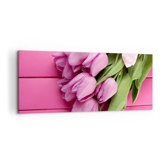 Obraz na płótnie - Właśnie dla ciebie - 120x50cm - Kwiaty Tulipany Bukiet Kwiatów - Nowoczesny obraz na ścianę do salonu do sypialni ARTTOR ARTTOR