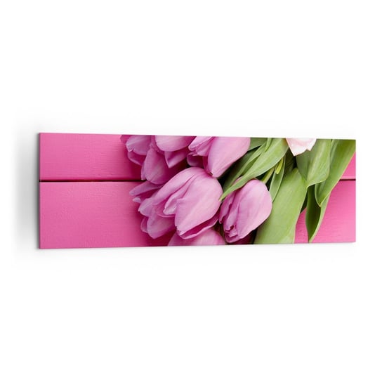 Obraz na płótnie - Właśnie dla ciebie - 160x50cm - Kwiaty Tulipany Bukiet Kwiatów - Nowoczesny foto obraz w ramie do salonu do sypialni ARTTOR ARTTOR