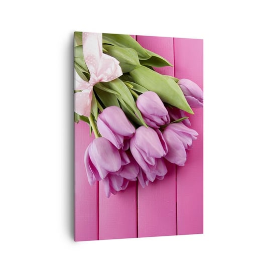 Obraz na płótnie - Właśnie dla ciebie - 70x100cm - Kwiaty Tulipany Bukiet Kwiatów - Nowoczesny foto obraz w ramie do salonu do sypialni ARTTOR ARTTOR