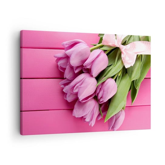 Obraz na płótnie - Właśnie dla ciebie - 70x50cm - Kwiaty Tulipany Bukiet Kwiatów - Nowoczesny Canvas obraz do salonu do sypialni ARTTOR ARTTOR