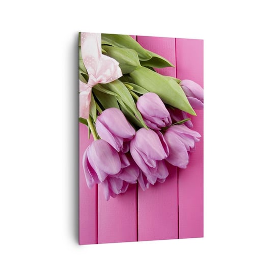 Obraz na płótnie - Właśnie dla ciebie - 80x120cm - Kwiaty Tulipany Bukiet Kwiatów - Nowoczesny obraz na ścianę do salonu do sypialni ARTTOR ARTTOR