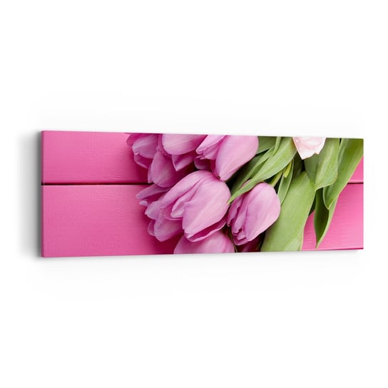 Obraz na płótnie - Właśnie dla ciebie - 90x30cm - Kwiaty Tulipany Bukiet Kwiatów - Nowoczesny Canvas obraz do salonu do sypialni ARTTOR ARTTOR