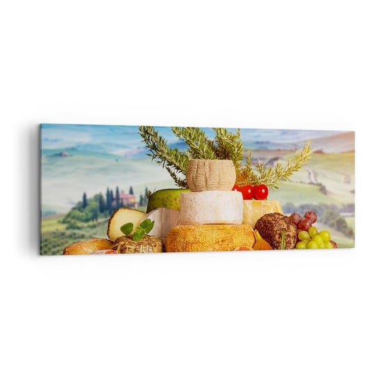 Obraz na płótnie - Włoska radość życia - 140x50cm - Toskania Krajobraz Pyszne Sery - Nowoczesny Canvas obraz do salonu do sypialni ARTTOR ARTTOR