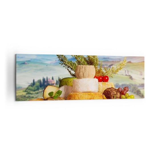 Obraz na płótnie - Włoska radość życia - 160x50cm - Toskania Krajobraz Pyszne Sery - Nowoczesny foto obraz w ramie do salonu do sypialni ARTTOR ARTTOR