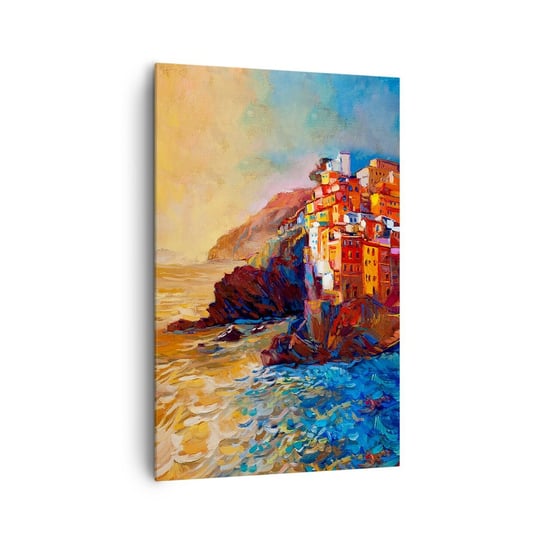 Obraz na płótnie - Włoskie klimaty - 80x120cm - Krajobraz Architektura Morskie Wybrzeże - Nowoczesny obraz na ścianę do salonu do sypialni ARTTOR ARTTOR
