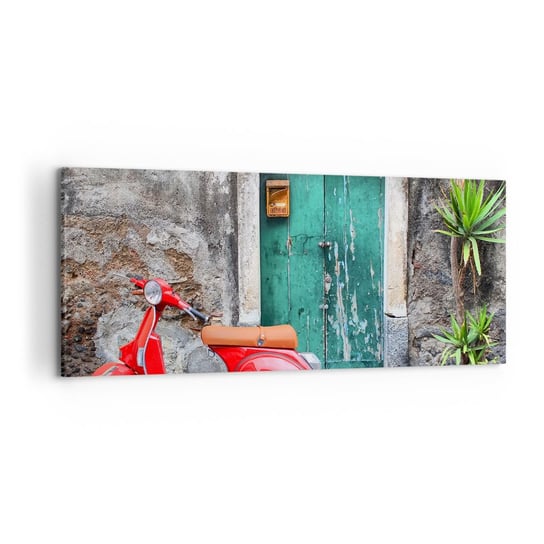 Obraz na płótnie - Włoskie wakacje - 120x50cm - Motoryzacja Skuter Włochy - Nowoczesny obraz na ścianę do salonu do sypialni ARTTOR ARTTOR