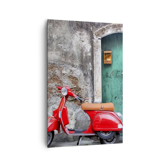 Obraz na płótnie - Włoskie wakacje - 80x120cm - Motoryzacja Skuter Włochy - Nowoczesny obraz na ścianę do salonu do sypialni ARTTOR ARTTOR