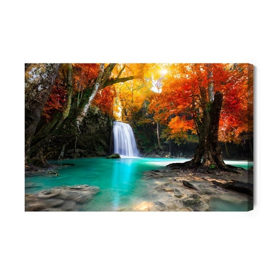 Obraz Na Płótnie Wodospad W Jesiennym Lesie 3D 100x70 Inna marka