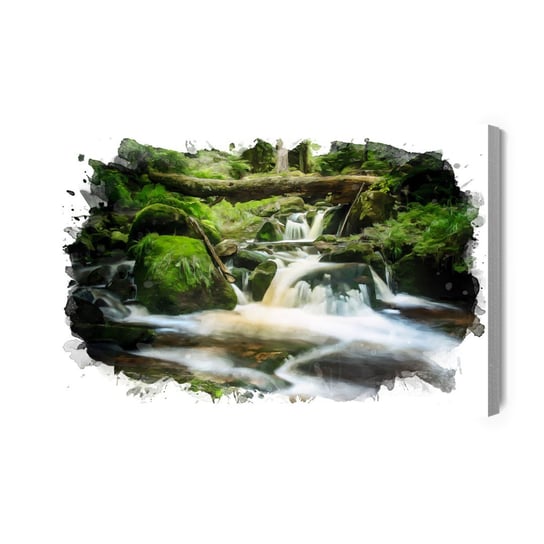 Obraz Na Płótnie Wodospad W Lesie Malowany Akwarelą 120x80 Inna marka