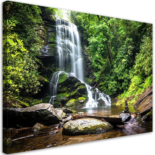 Obraz na płótnie, Wodospad w zielonym lesie - 100x70 Inna marka