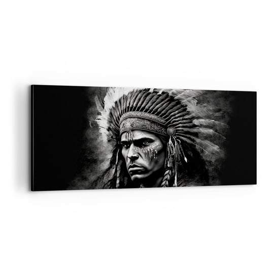 Obraz na płótnie - Wódz i wojownik - 100x40cm - Indianin Plemiona Etniczny - Nowoczesny foto obraz w ramie do salonu do sypialni ARTTOR ARTTOR