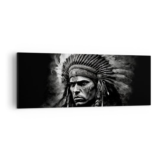 Obraz na płótnie - Wódz i wojownik - 140x50cm - Indianin Plemiona Etniczny - Nowoczesny Canvas obraz do salonu do sypialni ARTTOR ARTTOR