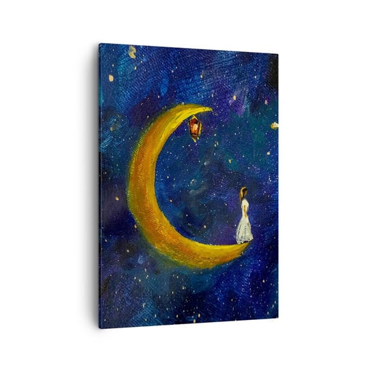 Obraz na płótnie - Wołanie świata - 50x70cm - Fantasy Dla Dzieci Księżyc - Nowoczesny Canvas obraz do salonu do sypialni ARTTOR ARTTOR