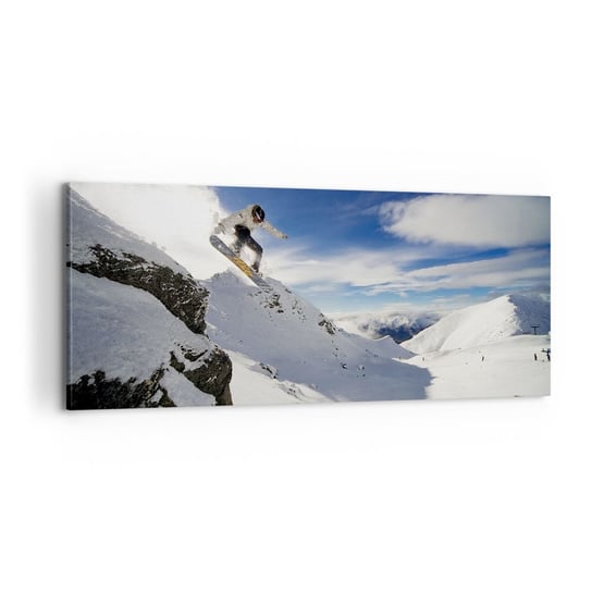 Obraz na płótnie - Wolność bez granic - 100x40cm - Snowboard Krajobraz Góry - Nowoczesny foto obraz w ramie do salonu do sypialni ARTTOR ARTTOR