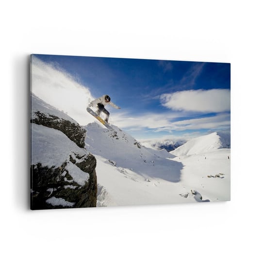 Obraz na płótnie - Wolność bez granic - 100x70cm - Snowboard Krajobraz Góry - Nowoczesny foto obraz w ramie do salonu do sypialni ARTTOR ARTTOR