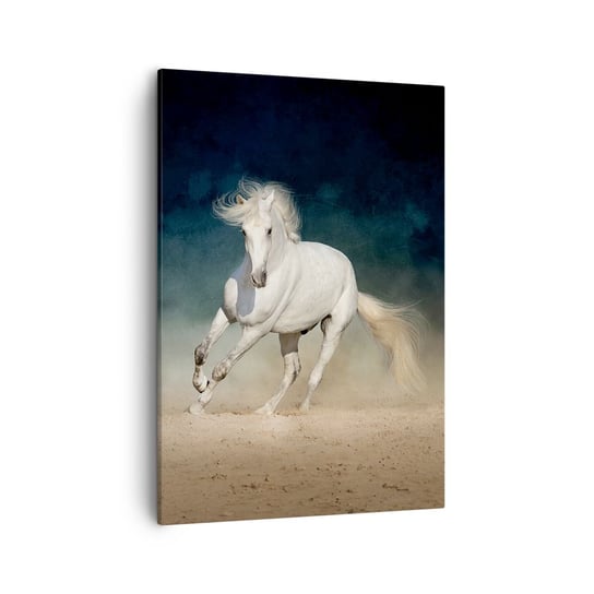 Obraz na płótnie - Wolność w stanie czystym - 50x70cm - Koń Zwierzę Biały - Nowoczesny Canvas obraz do salonu do sypialni ARTTOR ARTTOR