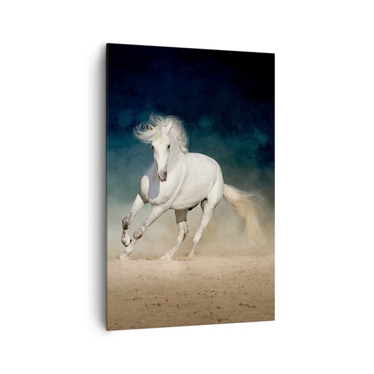 Obraz na płótnie - Wolność w stanie czystym - 80x120cm - Koń Zwierzę Biały - Nowoczesny obraz na ścianę do salonu do sypialni ARTTOR ARTTOR