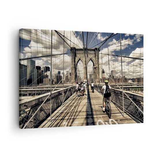 Obraz na płótnie - Wprost do serca miasta - 70x50cm - Most Brookliński Nowy Jork Miasto - Nowoczesny Canvas obraz do salonu do sypialni ARTTOR ARTTOR