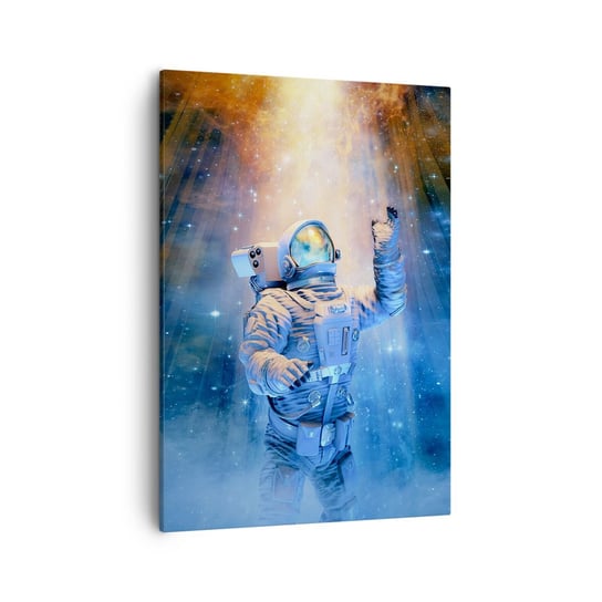 Obraz na płótnie - Wreszcie u celu - 50x70cm - Abstrakcja Astronauta Kosmos - Nowoczesny Canvas obraz do salonu do sypialni ARTTOR ARTTOR
