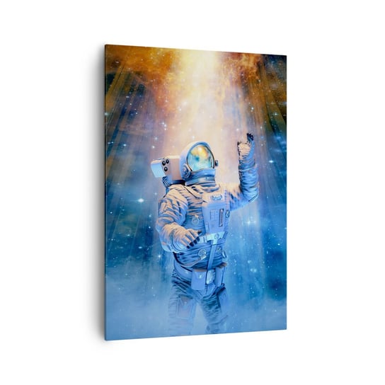 Obraz na płótnie - Wreszcie u celu - 70x100cm - Abstrakcja Astronauta Kosmos - Nowoczesny foto obraz w ramie do salonu do sypialni ARTTOR ARTTOR